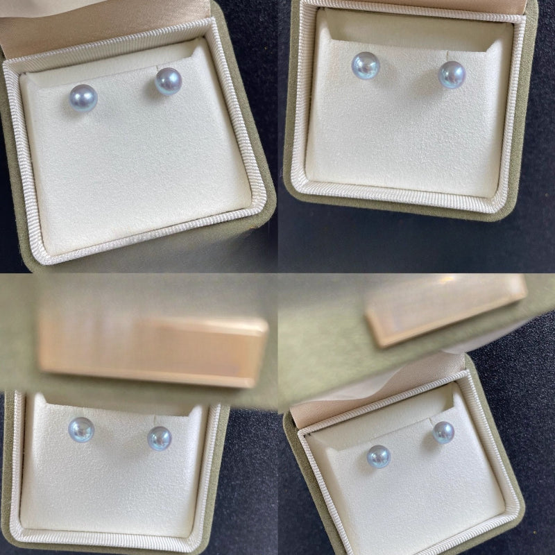 5A 5-9mm Silver Grey Akoya Pearl, Natural Round Loose Pearl with High Luster and Minimal Blemish, Undrilled Half Drilled 1mm or Fully Drilled 0.7mm