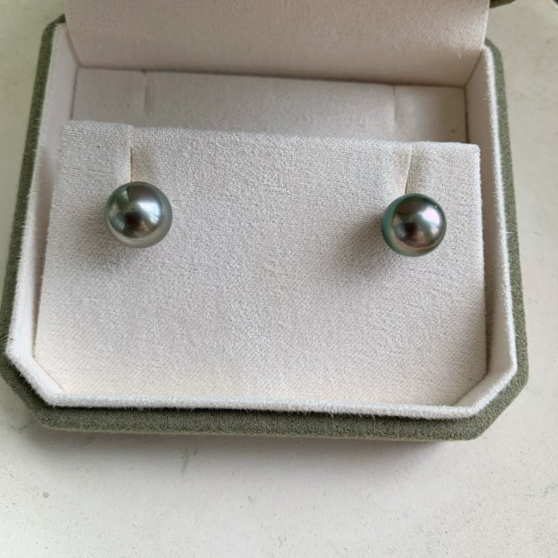 3A Tahitian Black Pearl Earrings 8–14mm in 18K Gold for Women