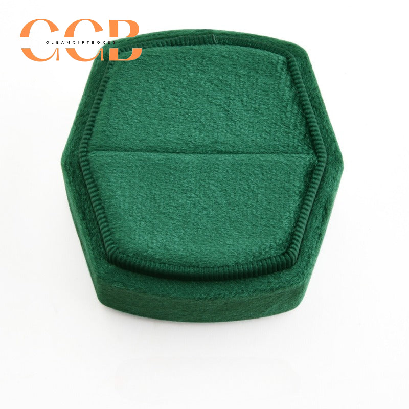 Hexagonal Velvet Ring Box with Lift-Off Lid，Elegant Engagement & Proposal Ring Holder, Wedding Photo Prop, Bridal Gift