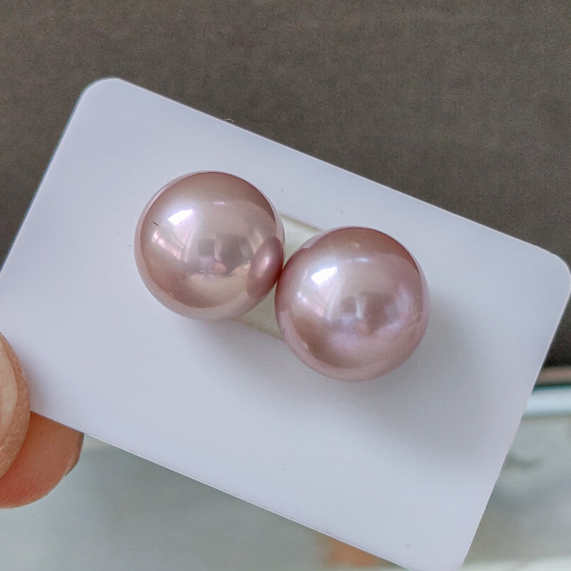 5A One Pair Natural Edison Freshwater Pearls Blueberry Purple Metallic Rare Color Loose Pearls for Custom 18K Earrings or Pendant