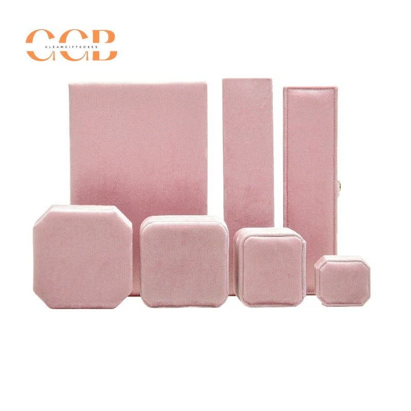 7 Piece Pink Velvet Jewelry Box Set Custom Logo Packaging Display