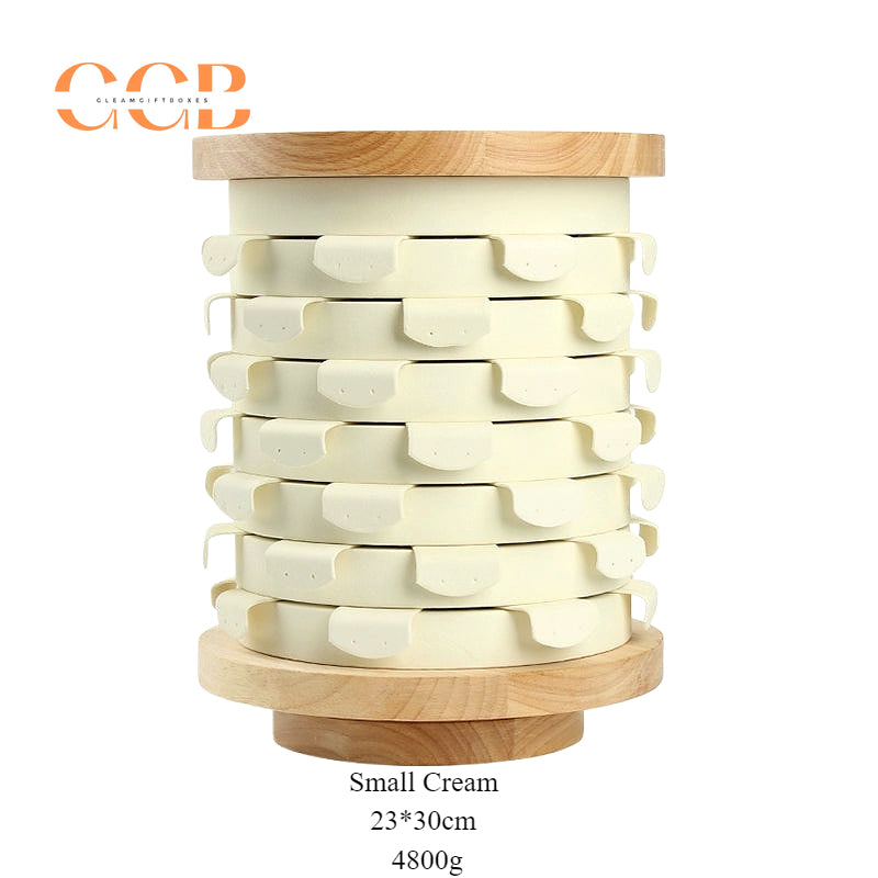 Rotating Wooden Earring Display Stand, Multi-Layer Jewelry Organizer