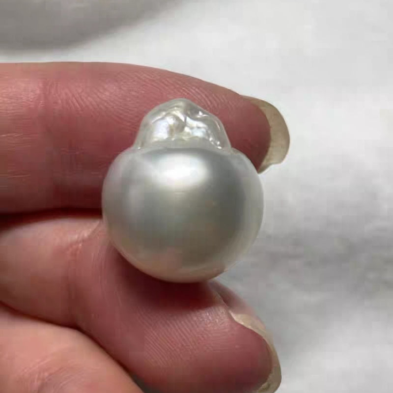 4A 9-15mm Australian White South Sea Baroque Pearl, Near Round Loose Pearl with Strong Luster, Undrilled Half Drilled 1mm or Fully Drilled 0.7mm