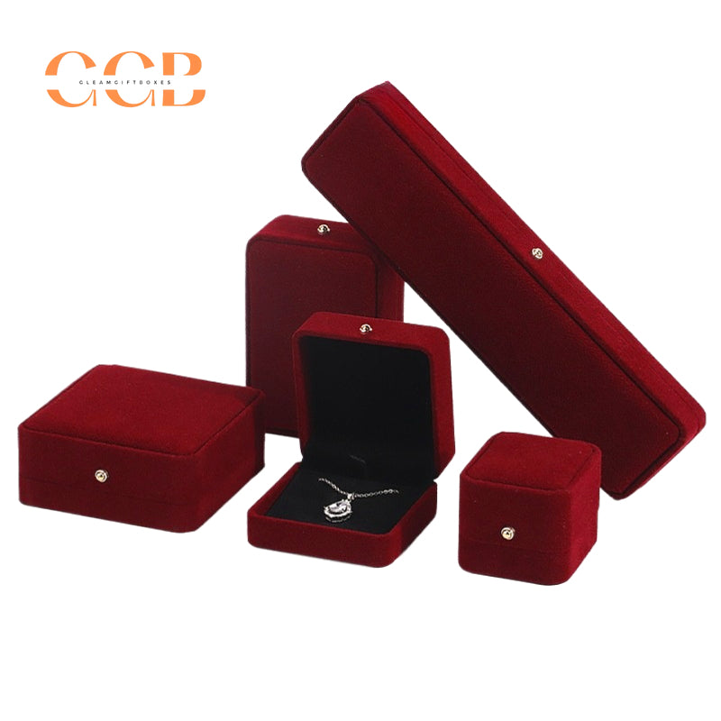 Red Velvet Jewelry Gift Box for Necklace Ring Bracelet, Custom Logo