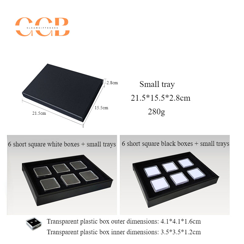 Rectangular plastic clear gemstone display storage box tray