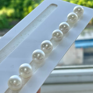 4A 8-14mm Australian South Sea White Pearl, Natural Round Undrilled Loose Pearl for Custom Jewelry, Strong Cool White Luster Near Flawless