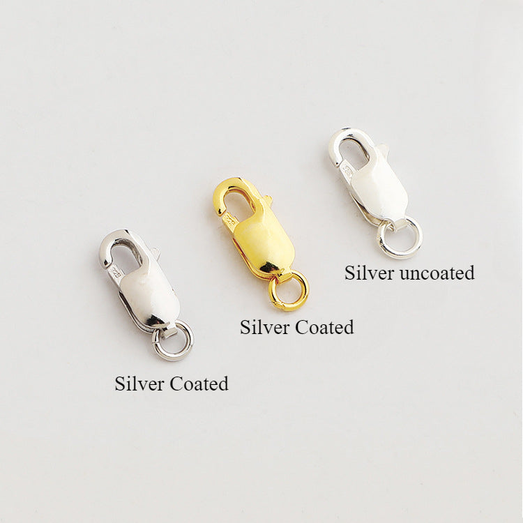 10pcs 8,10,12mm S925 Sterling Silver Square Lobster Clasps for DIY Jewelry