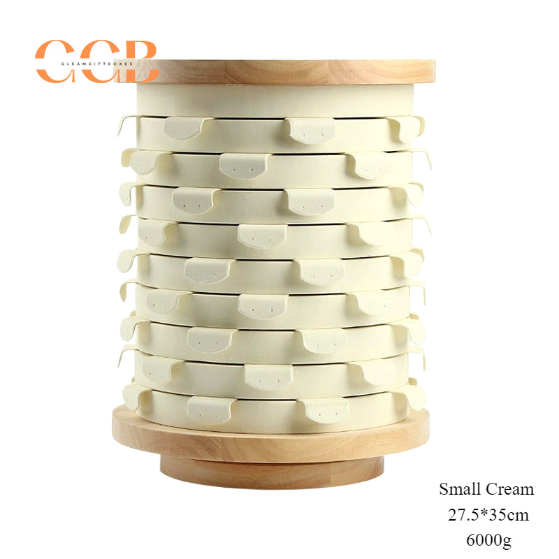 Rotating Wooden Earring Display Stand, Multi-Layer Jewelry Organizer