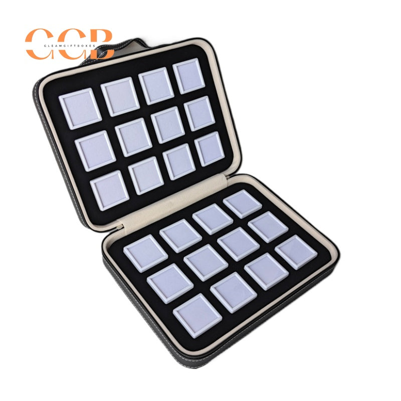 Gemstone Storage Sample Display Box with Loose Stone Organizer