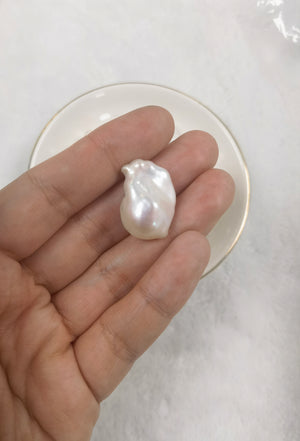 1pc fully drilled 14mm small white baroque pearl droplet  loose pearl, loose pearl beads