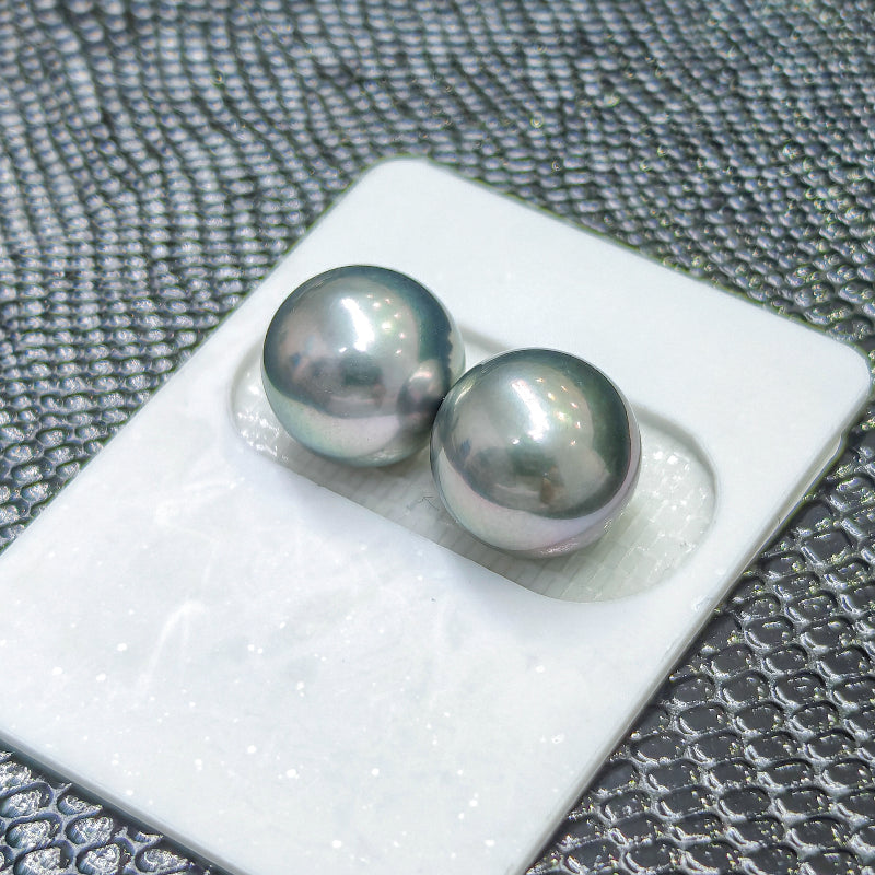 5A 9-14mm Light Platinum Grey Tahitian Pearl, Natural Round Saltwater Pearl High Luster Loose Pearl