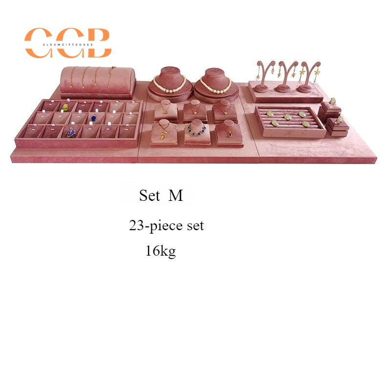 Luxury Pink Jewelry Display Stand Set, Neck Model for Pendants, Ring Display Holder, Velvet Earring Display, Gift for Jewelry Maker, Photo Background