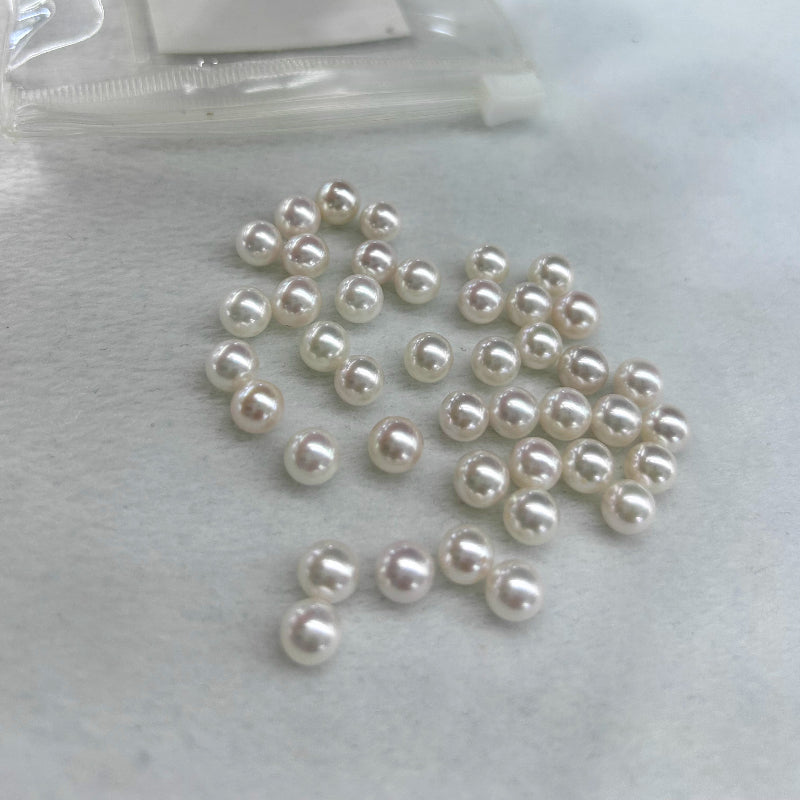 4A 4-11mm White Akoya Pearl, Natural Saltwater Round Loose Pearl with Strong Luster Slight Blemish, Undrilled Half Drilled 1mm or Fully Drilled 0.7mm