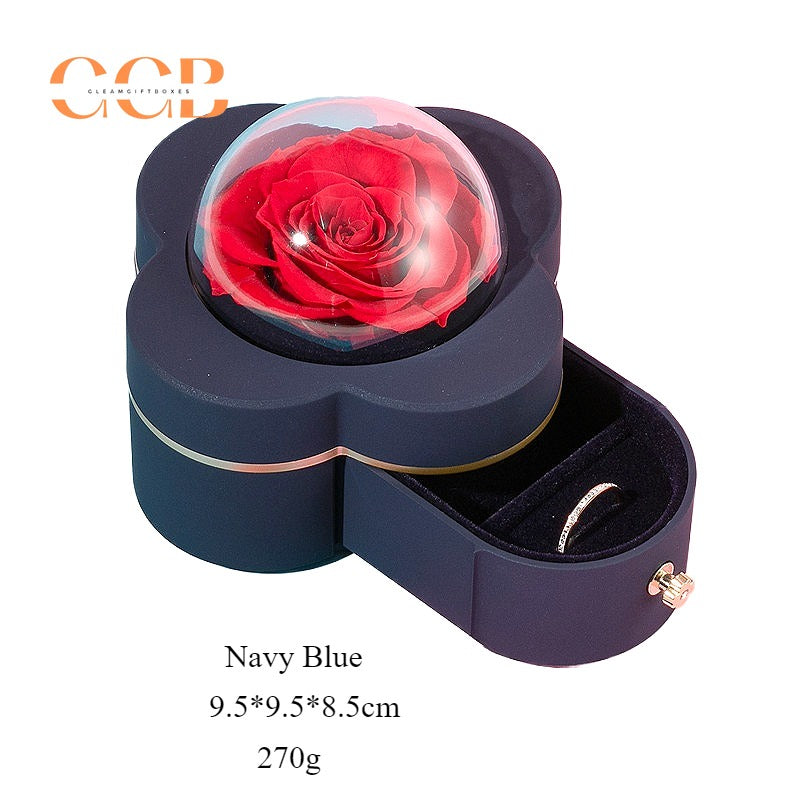 Preserved Four-Leaf Clover Flower Ring or Pendant Jewelry Box