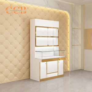 Upright Luxury Glass Jewelry Display Cabinet, Floor Standing Storage with Drawers, Showcase for Jewelry Stores