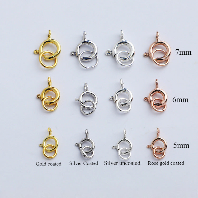5mm 6mm 7mm, 10pcs S925 Sterling Silver Spring Buckle with Closed Ring