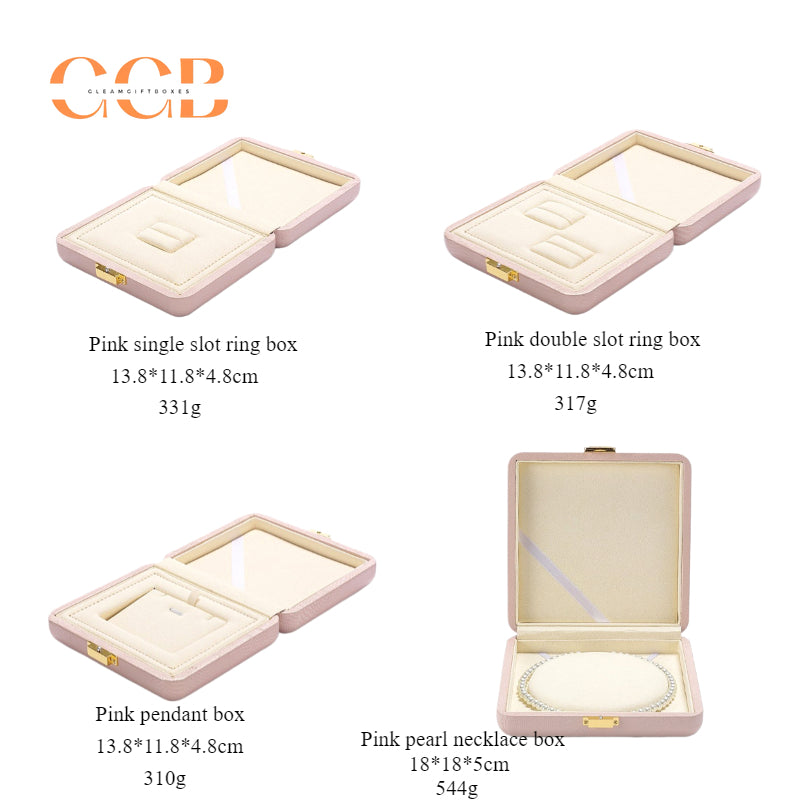 Luxury nude PU leather jewelry box for ring earrings necklace storage