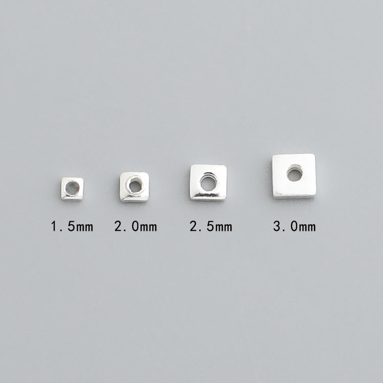 S925 Sterling Silver Square Spacer Beads for DIY Bracelet Necklace