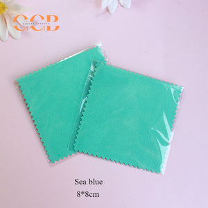 8x8cm silver polishing cloth with opp bag packaging, multi color jewelry cleaning cloth for gold and silver care, custom logo available