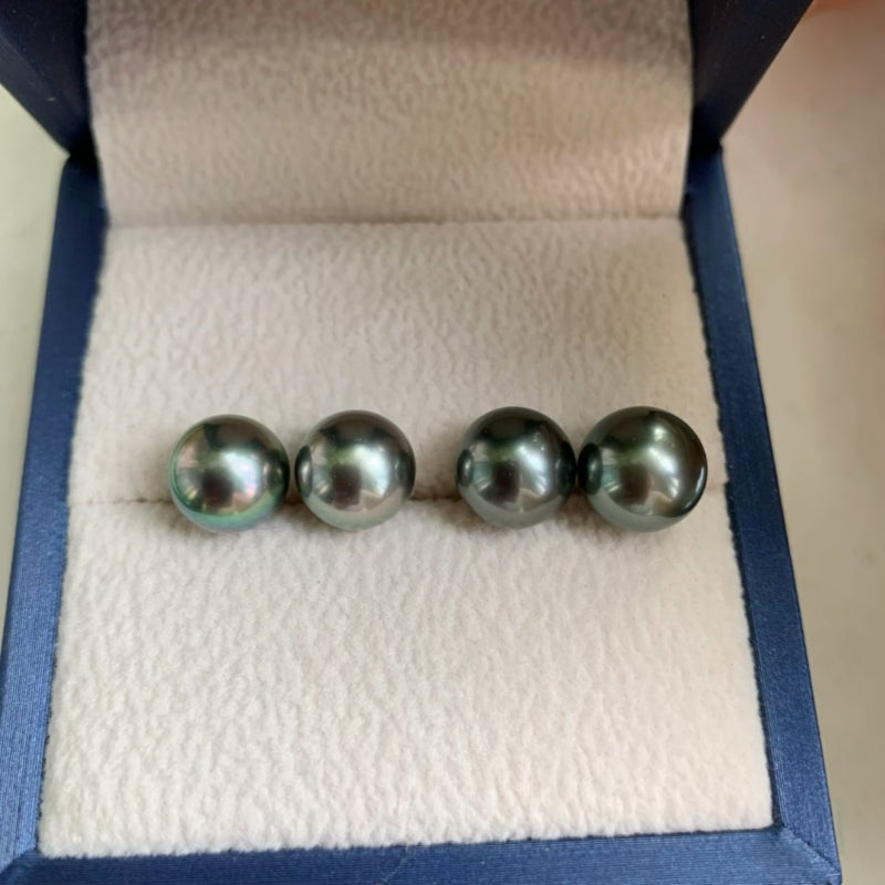 3A Tahitian Black Pearl Earrings 8–14mm in 18K Gold for Women