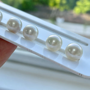 4A 8-14mm Australian South Sea White Pearl, Natural Round Undrilled Loose Pearl for Custom Jewelry, Strong Cool White Luster Near Flawless