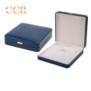 Black Luxury PU Jewelry Box for Ring Necklace Wedding Bands Proposal Engagement Diamond Stud Earrings Gift Packaging Case