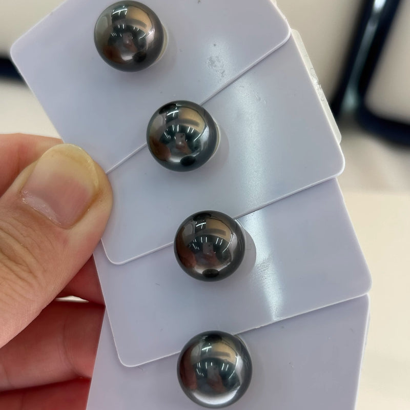 5A 11-14mm Black Tahitian Pearl, Natural Saltwater Loose Pearl with Strong Luster and Minimal Blemish, Round Bead for Fine Jewelry