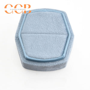 Hexagonal Velvet Ring Box with Lift-Off Lid，Elegant Engagement & Proposal Ring Holder, Wedding Photo Prop, Bridal Gift