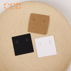 100pcs wholesale 5x5cm earring display cards with two holes for stud hoop jewelry black white paper cards small jewelry packaging