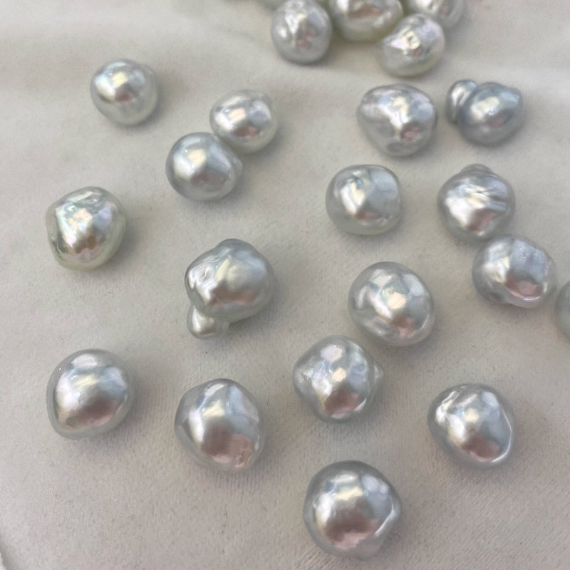 4A 9-15mm Australian White South Sea Baroque Pearl, Silver Blue Overtone Loose Pearl Strong Luster Near Flawless, Jewelry Making Bead