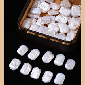 4A 1Pc Undrilled Rectangular Freshwater Baroque Pearl Bead 14×19mm, Natural White Irregular Pearl, DIY Jewelry Making Supplies Wholesale