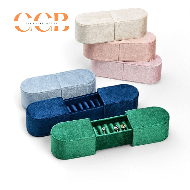 Multi-compartment Velvet Ring Box, Double Open Wedding Ring Bearer, Engagement & Promise Ring Organizer, Bridal Shower Gift, Photo Prop