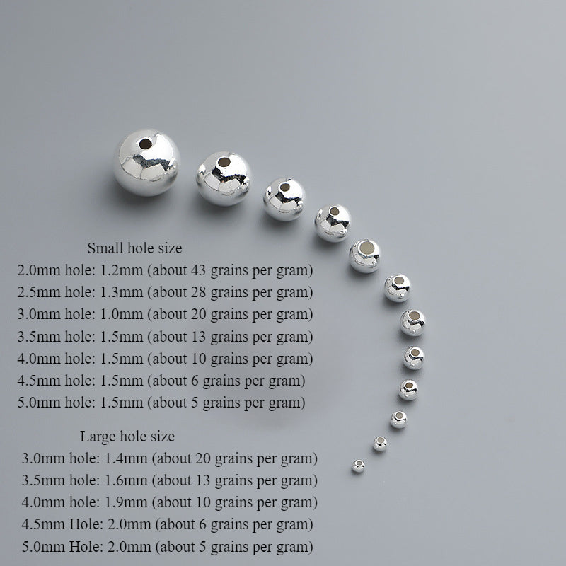 2-5mm Wholesale S925 Sterling Silver Beads by Gram, Pearlescent Round Beads