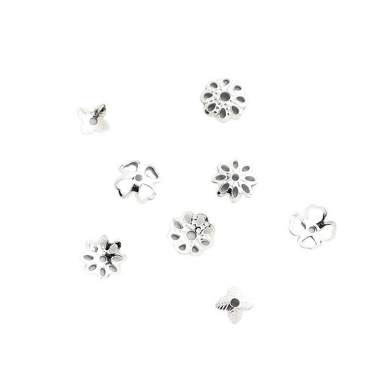 S925 Sterling Silver Flower Bead Caps for DIY Crystal Bracelets
