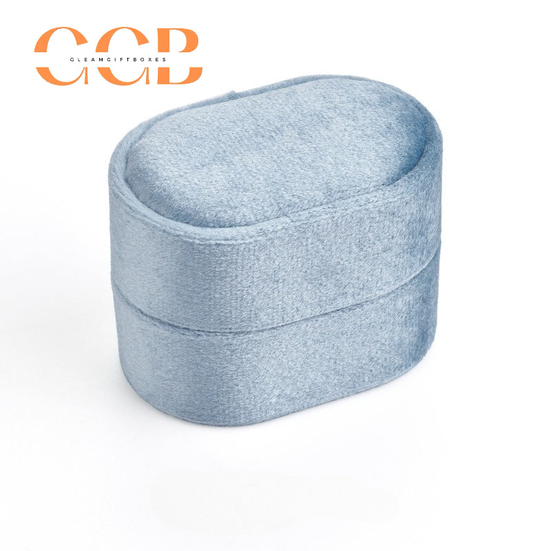 Velvet Oval Ring Box, Single, Double or Triple Slot Jewellery Box，Plush Lined Holder for Wedding & Engagement Rings, Proposal Photo Prop & Bridal Accessory