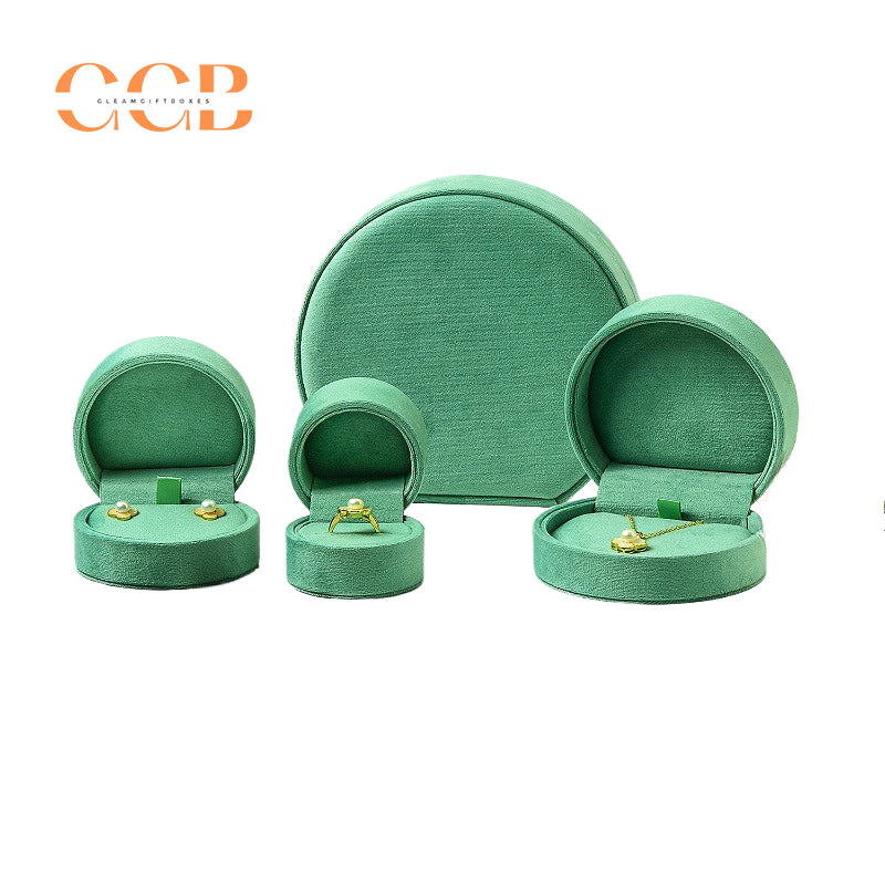 Green Luxury Velvet Jewelry Gift Box Set with Ring, Necklace & Earring Holders, High-End Jewelry Packaging for Wedding or Display