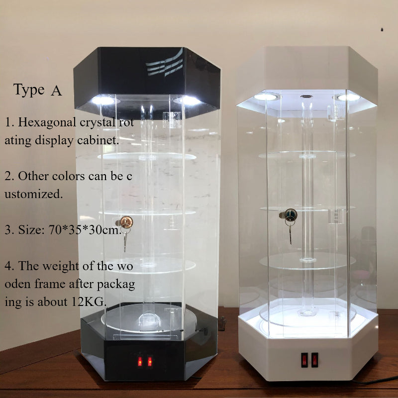 Rotating acrylic jewelry display cabinet, cosmetic and watch showcase stand