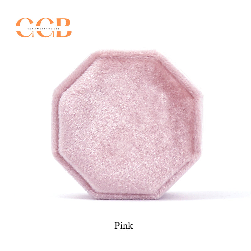 Velvet octagonal three ring box for wedding