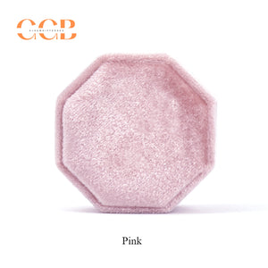 Velvet octagonal three ring box for wedding