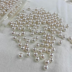 5A 4-10mm White Akoya Pearl, Natural Round Loose Pearl with Strong Luster and Minimal Blemish, Undrilled Half Drilled 1mm or Fully Drilled 0.7mm