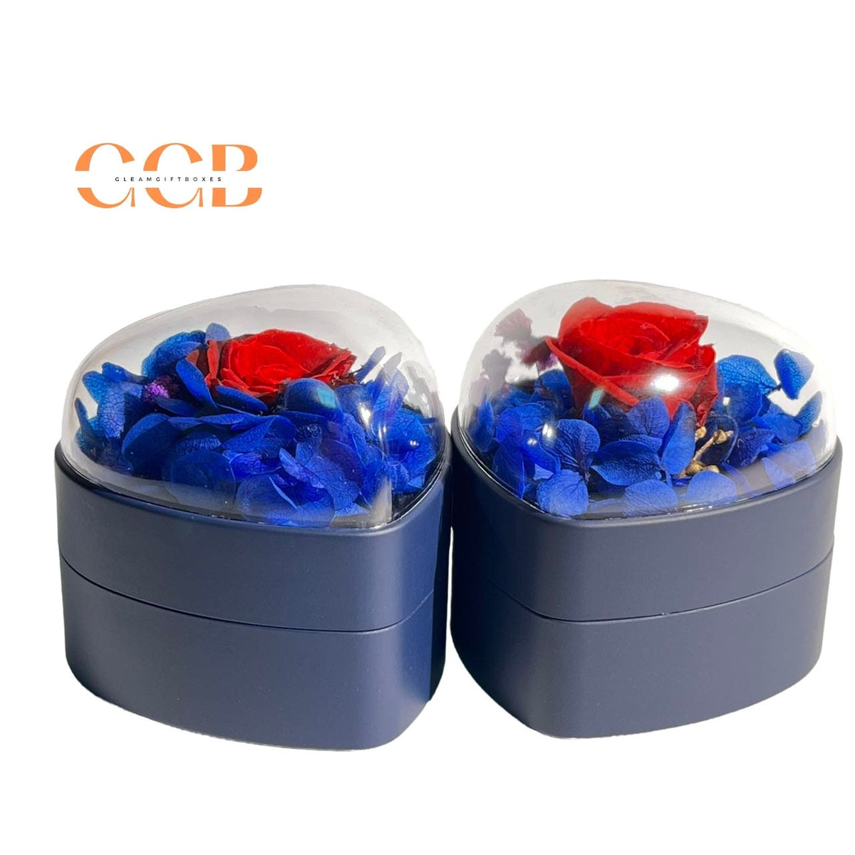 Blue Rose Flower Heart Ring Or Pendant Box