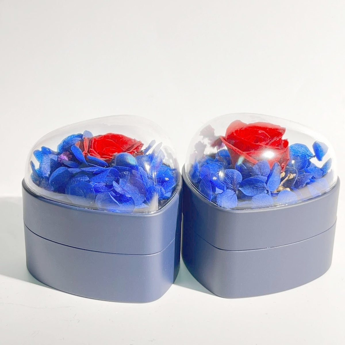 Blue Rose Flower Heart Ring Or Pendant Box