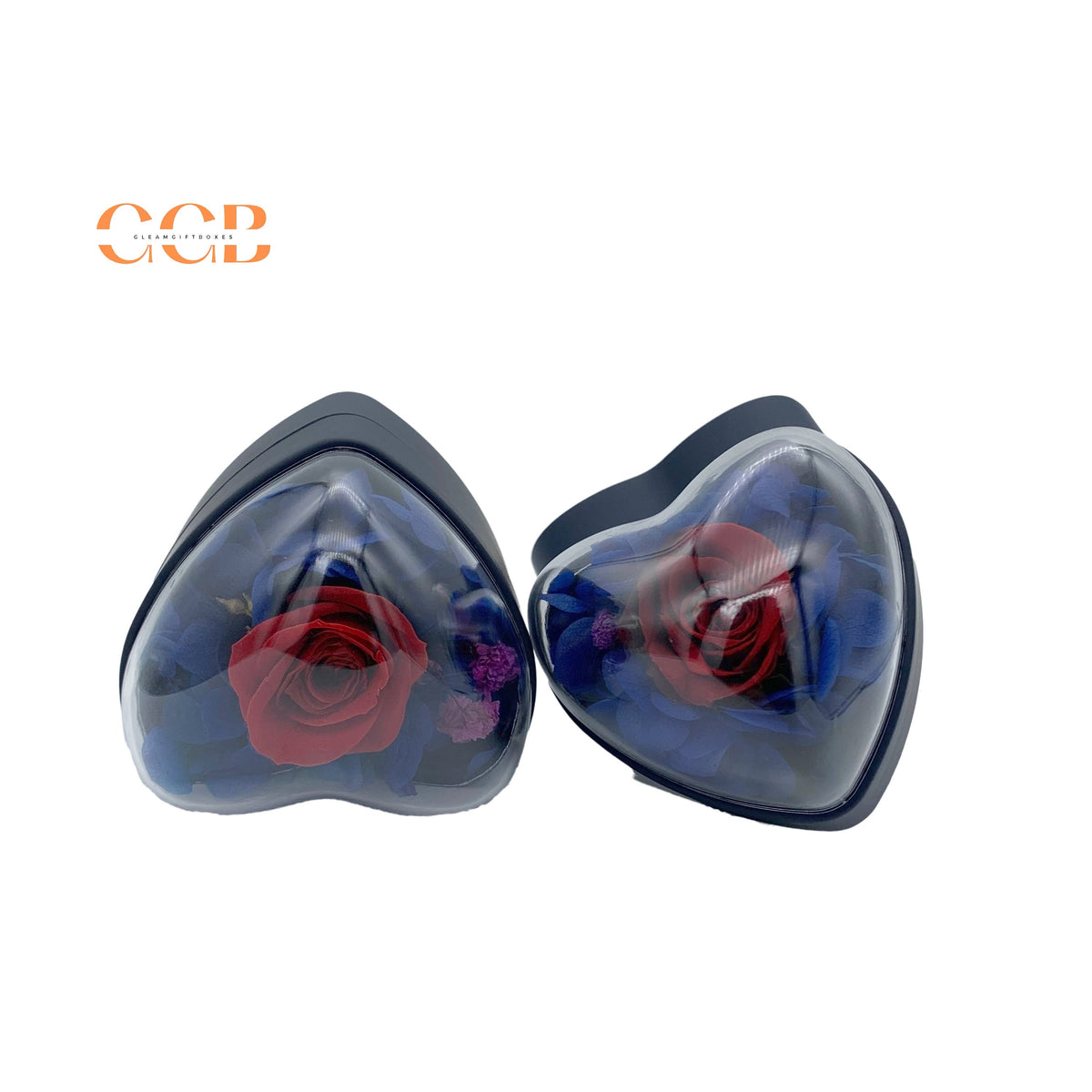 Blue Rose Flower Heart Ring Or Pendant Box