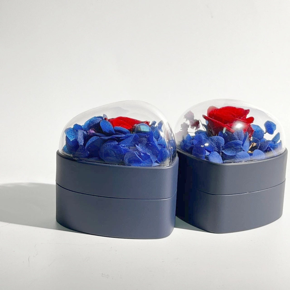 Blue Rose Flower Heart Ring Or Pendant Box