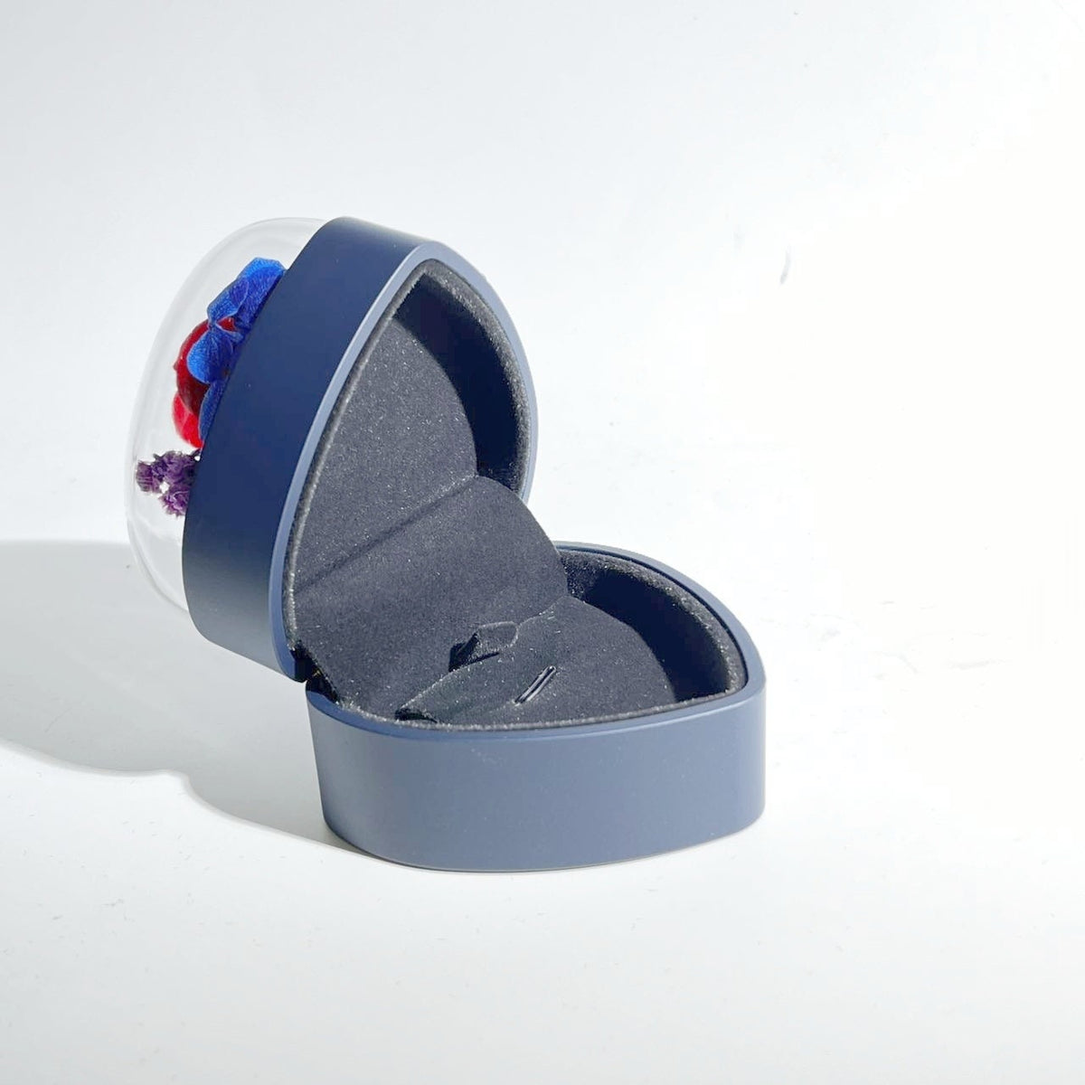 Blue Rose Flower Heart Ring Or Pendant Box