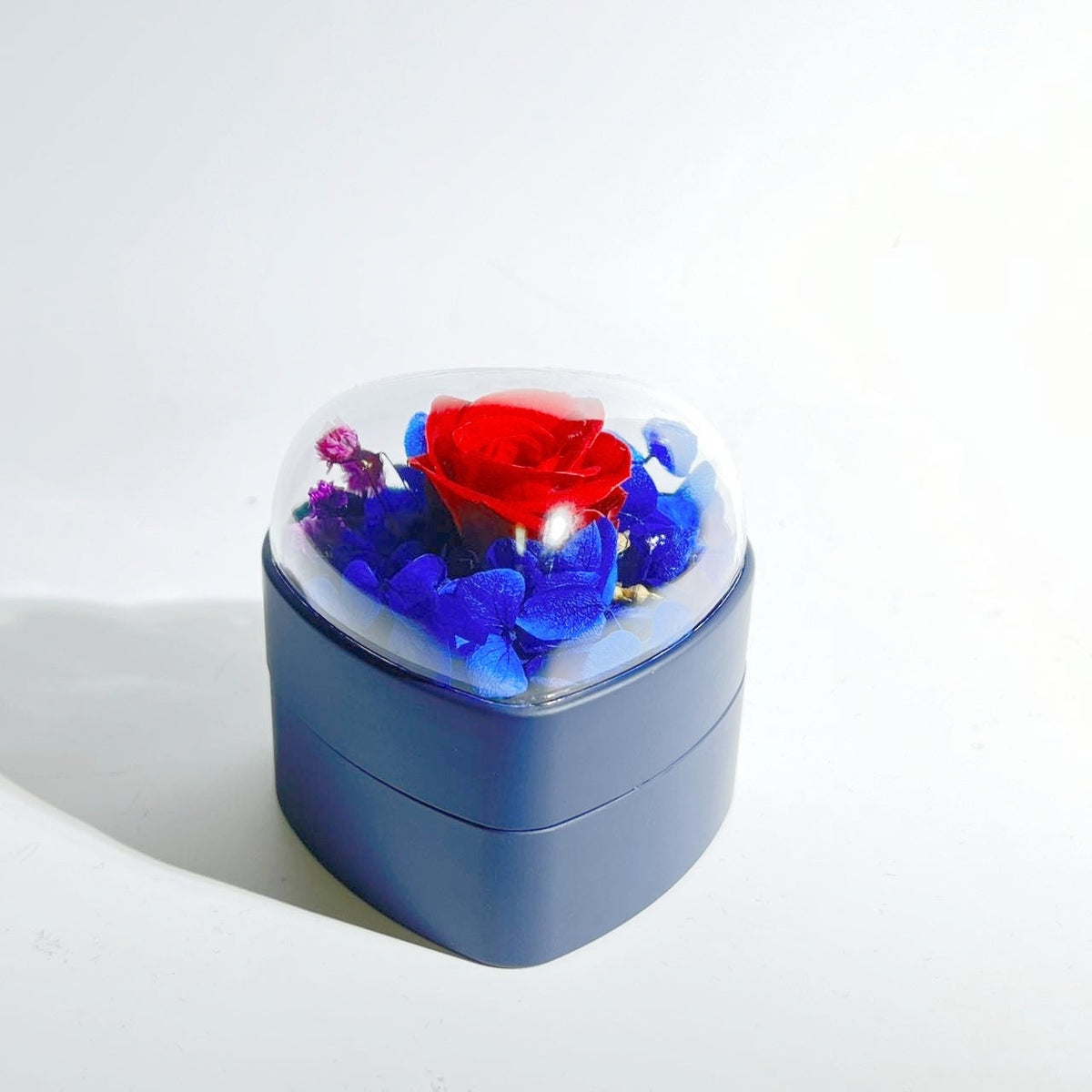Blue Rose Flower Heart Ring Or Pendant Box