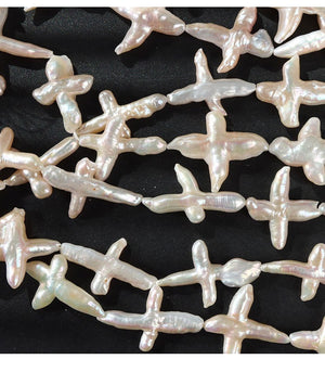 4A 20-30mm Baroque cross pearl strand