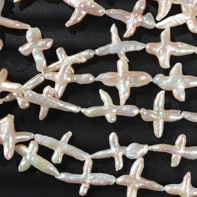4A 20-30mm Baroque cross pearl strand