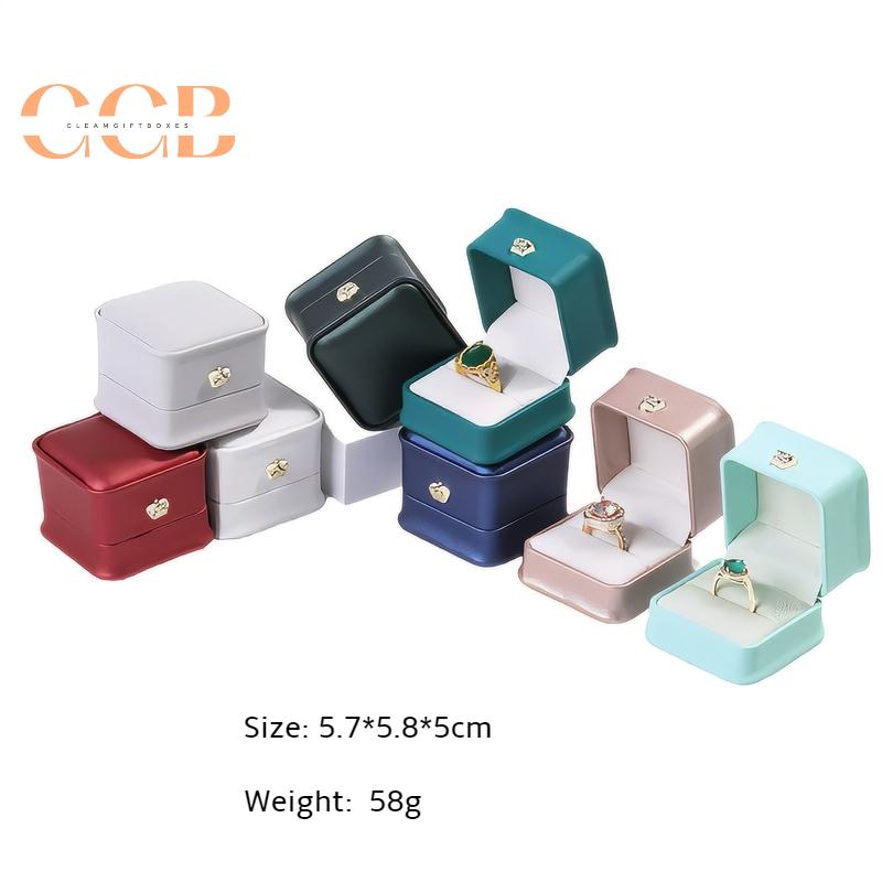 Classic PU Leather Crown Engagement Ring Box