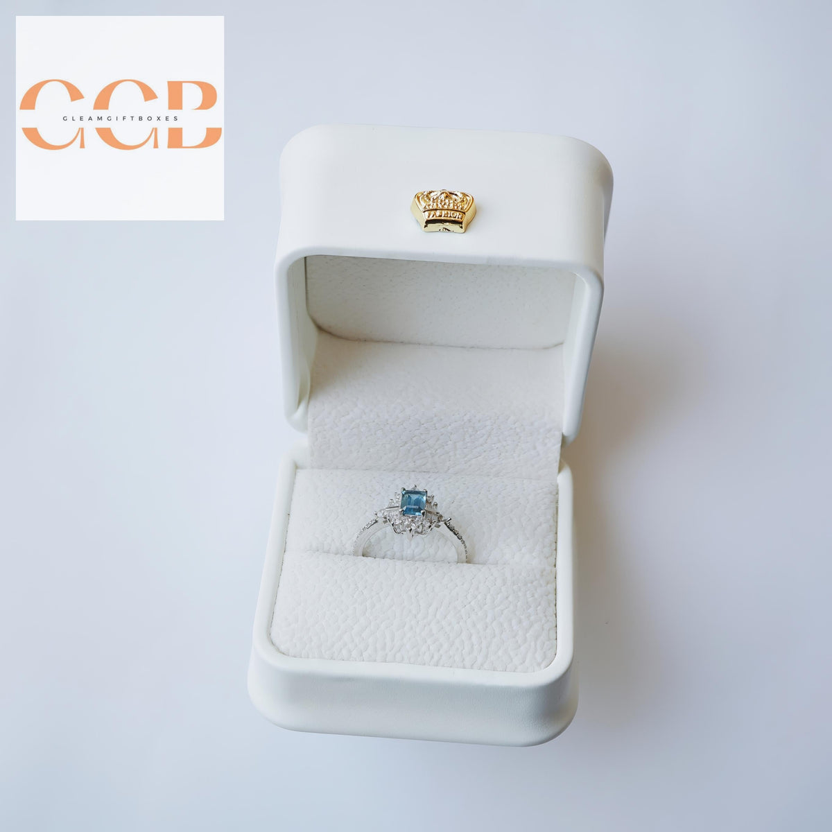 Classic PU Leather Crown Engagement Ring Box